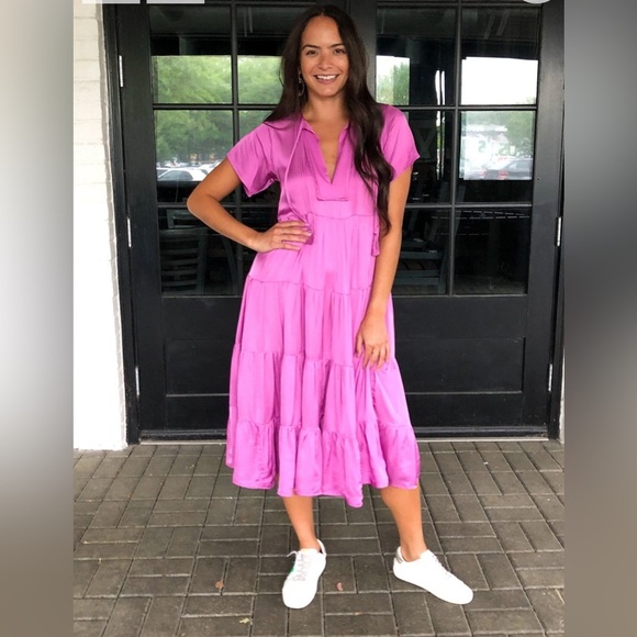 Karlie Dresses & Skirts - KARLIE CATALINA TIERED MIDI DRESS-MAGENTA Size Large